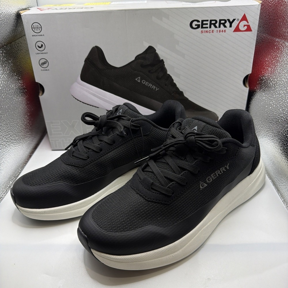 Gerry Mens Sneakers Black Shoes Lace-Up Breathable Soft Comfort Lightweight-9.5